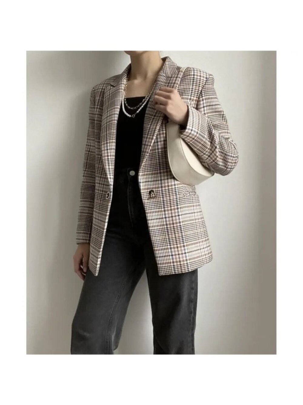 SANDRO Paris jacket blazer suit hounds tooth plaid SZ 40 EU 8 US VESTE
